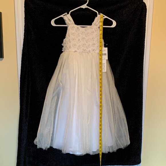 Badgley Mischka Girls Ivory Lace Flower Dress Size 5 Small Shoulder Straps NWT - Picture 7 of 9